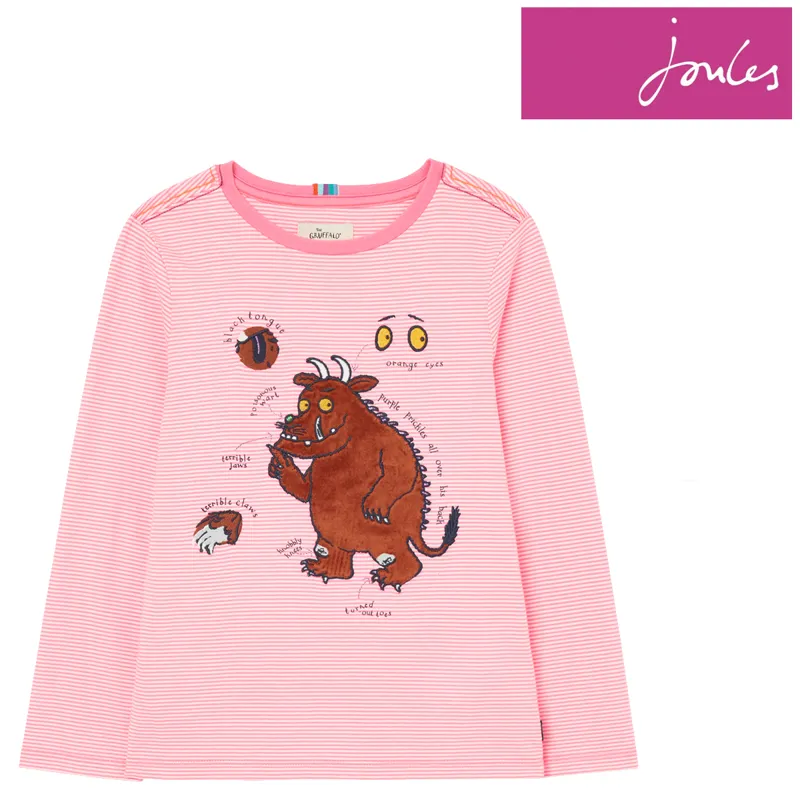Joules Gruffalo Ava Artwork Top - Gruffalo Pink Stripe